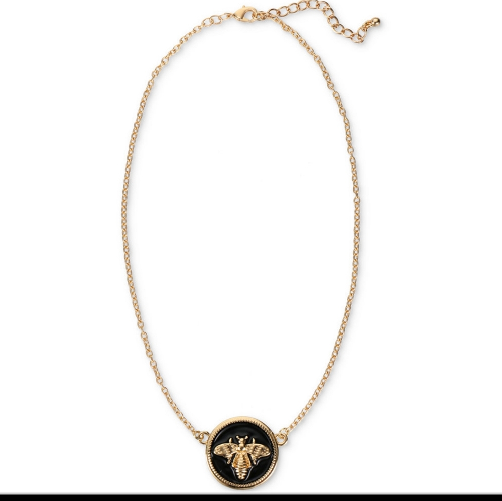 Charter Club Gold Tone Black Fly Pendant Necklace